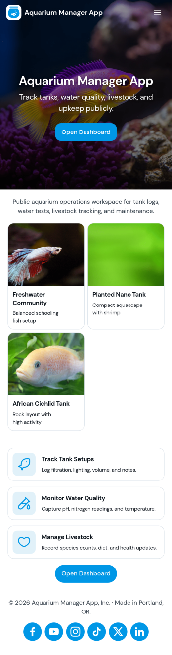Aquarium Manager App Template
