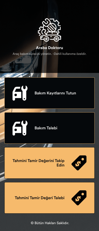 Araba Bakım Uygulaması Template