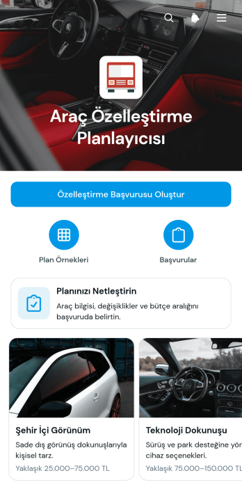 Araç Özelleştirme Planlayıcı Uygulama Șablonu