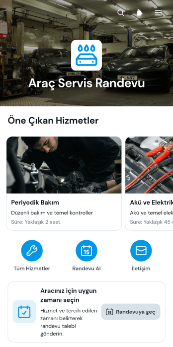 Araç Servis Randevu Uygulama Șablonu
