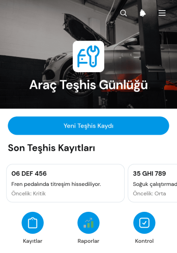 Araç Teşhis Kayıt Uygulama Șablonu