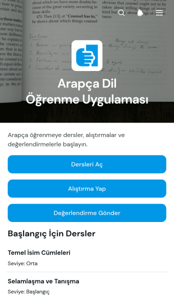 Arapça Dil Öğrenme Uygulama Șablonu