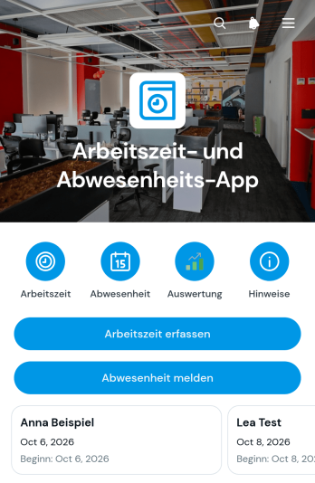 Arbeitszeit- und Abwesenheits-App