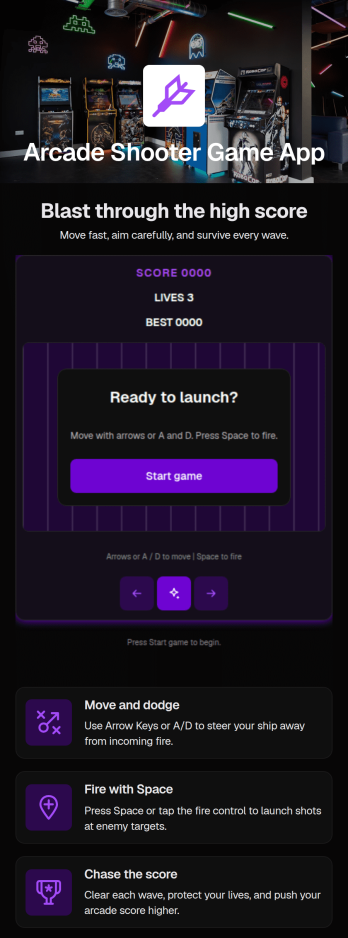 Arcade Shooter Game App Template