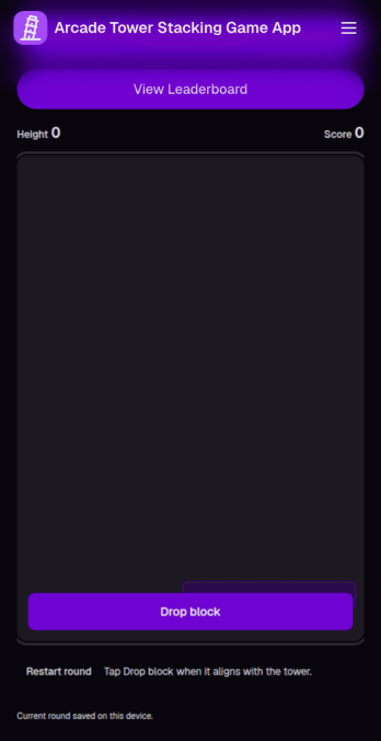 Arcade Tower Stacking Game App Template