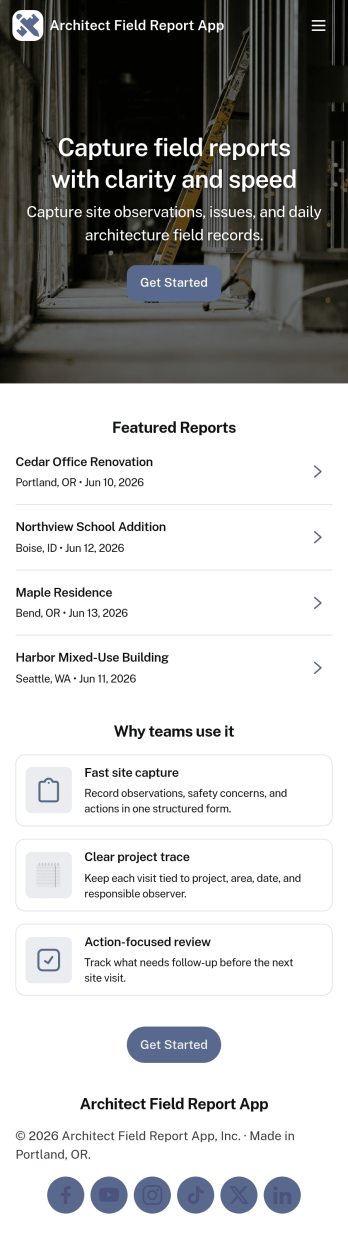 Architect Field Report App Template