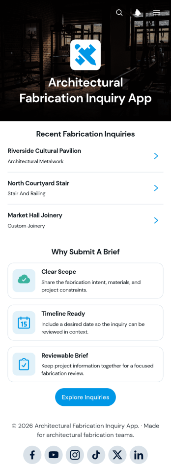 Architectural Fabrication Inquiry App Template