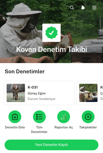 Arı Kovanı Denetim Takip Uygulama Șablonu