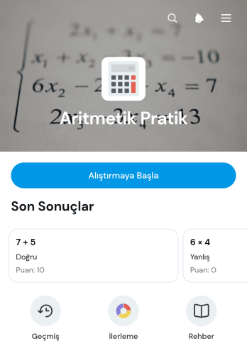 Aritmetik Alıştırma Uygulama Șablonu
