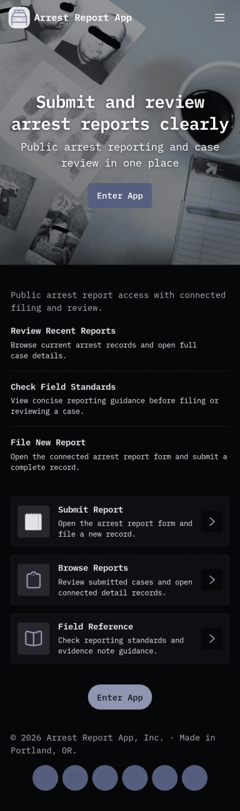 Arrest Report App Template