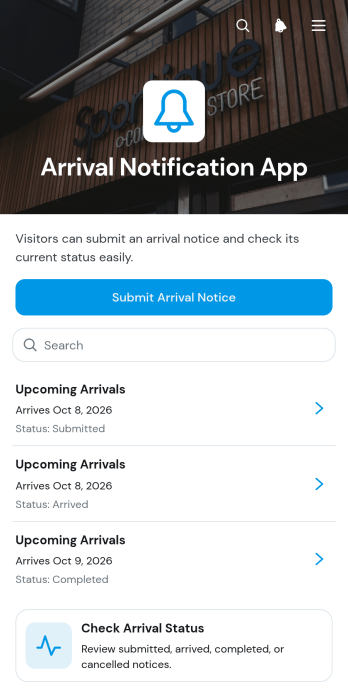 Arrival Notification App Template