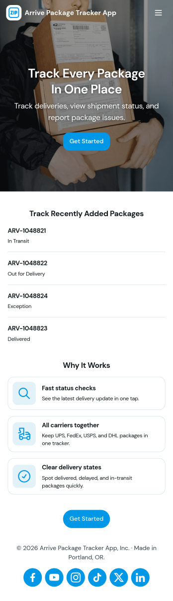 Arrive Package Tracker App Template