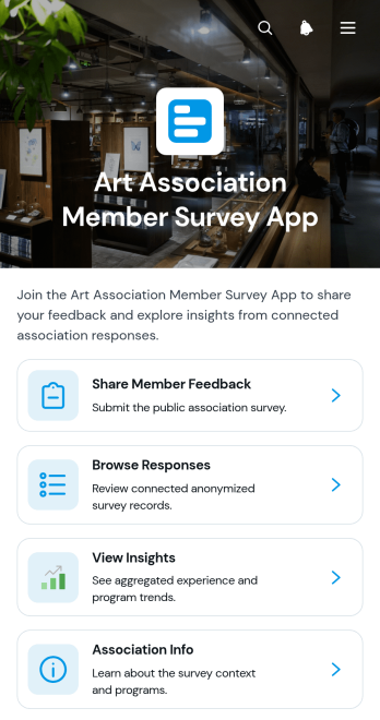 Art Association Member Survey App Template