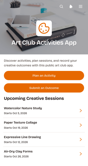 Art Club Activities App Template