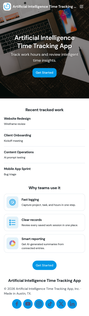 Artificial Intelligence Time Tracking App Template