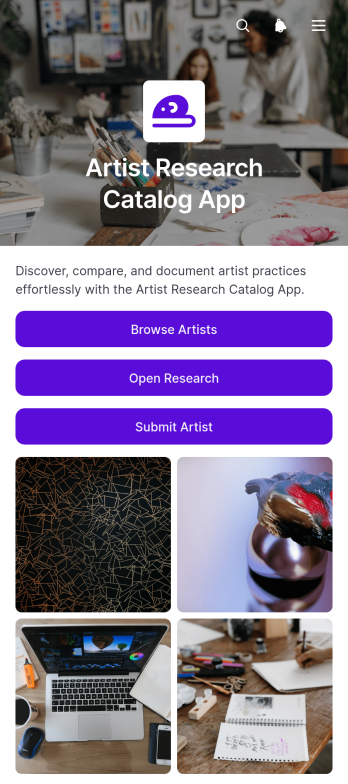 Artist Research Catalog App Template
