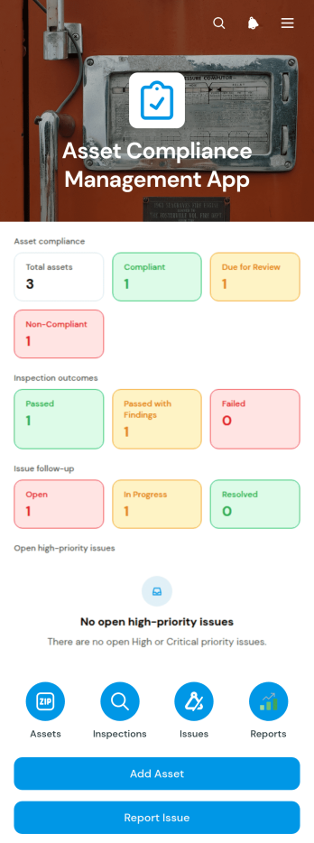 Asset Compliance Management App Template