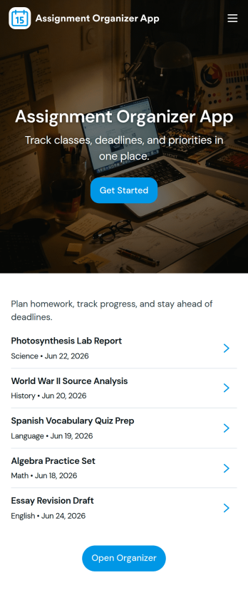 Assignment Organizer App Template