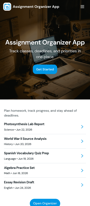 Assignment Organizer App Template