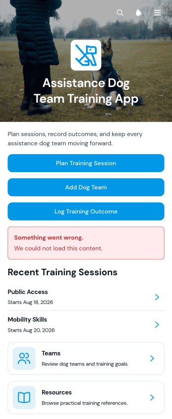 Assistance Dog Team Training App Template