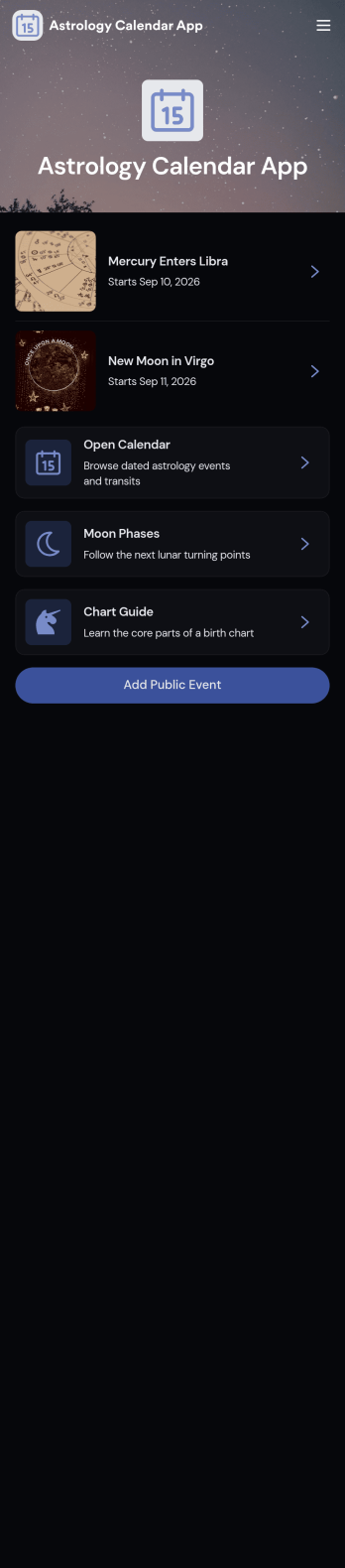 Astrology Calendar App Template