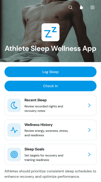 Athlete Sleep Wellness App Template
