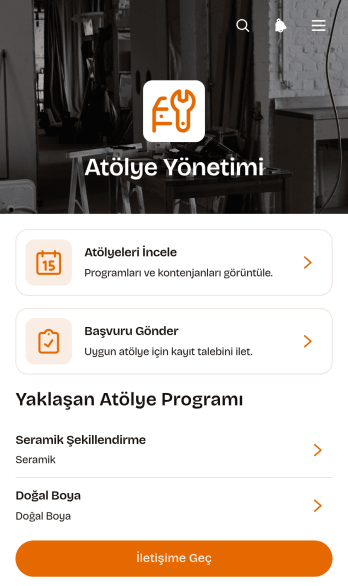 Atölye Yönetim Uygulama Șablonu