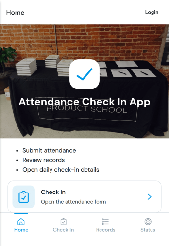 Attendance Check In App Template