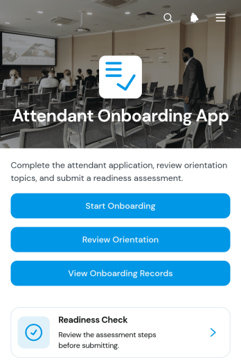 Attendant Onboarding App Template