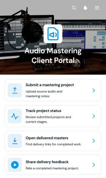 Audio Mastering Client Portal App Template