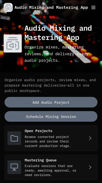 Audio Mixing and Mastering App Template