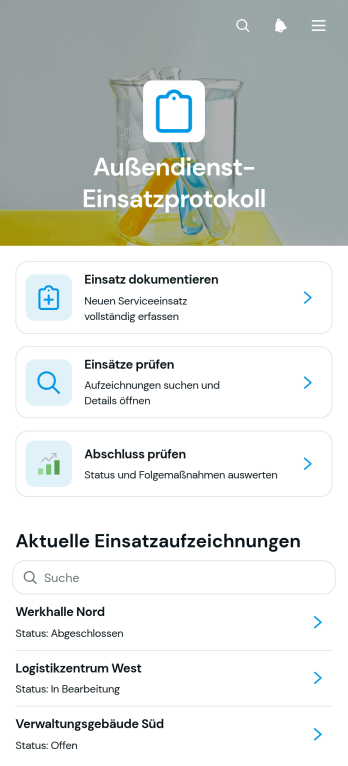 Außendiensteinsatzprotokoll-App
