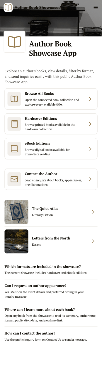 Author Book Showcase App Template
