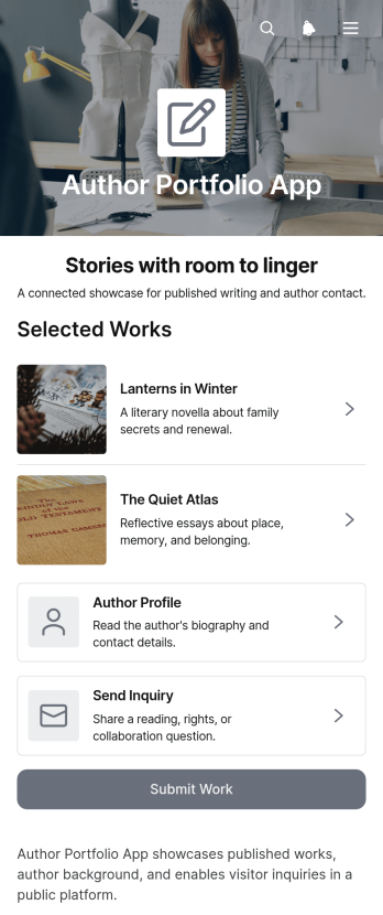 Author Portfolio App Template