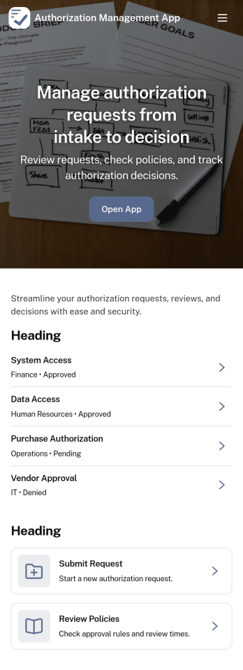 Authorization Management App Template