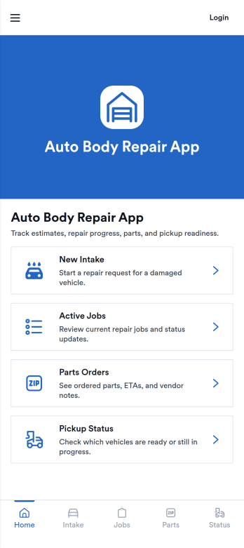 Auto Body Repair App Template