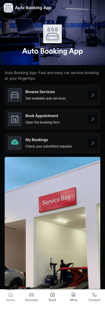 Auto Booking App Template