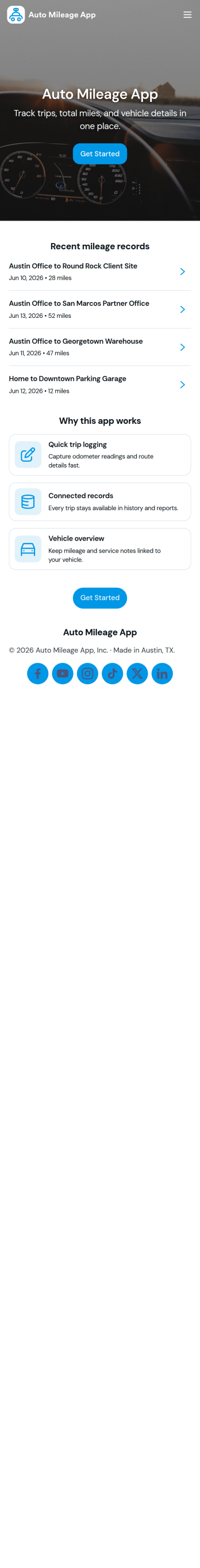 Auto Mileage App Template