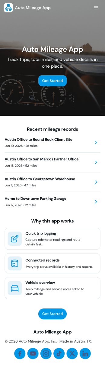 Auto Mileage App Template