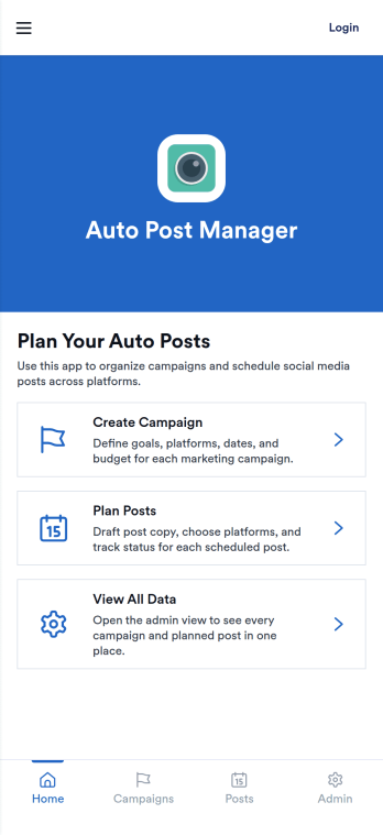 Auto Post Manager App Template