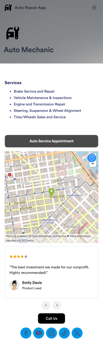 Auto Repair App Template