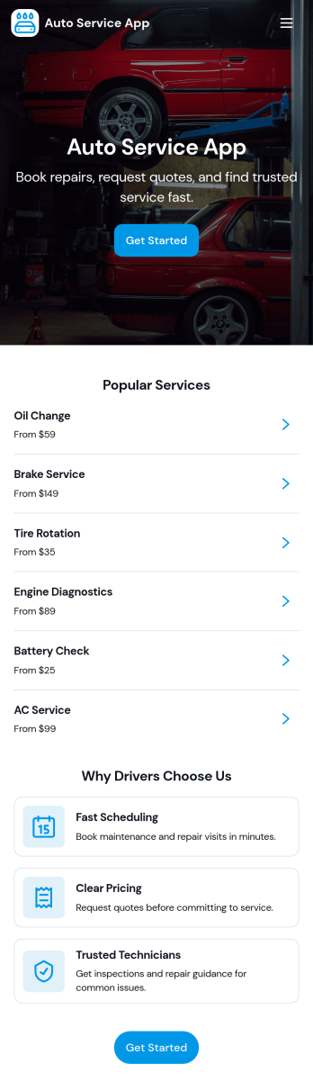 Auto Service App Template