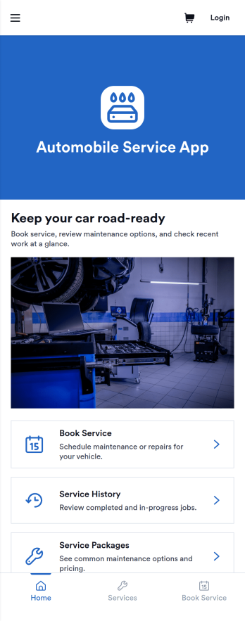 Automobile Service App Template
