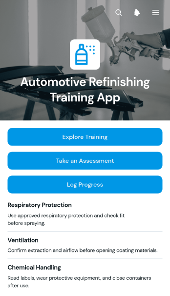 Automotive Refinishing Training App Template