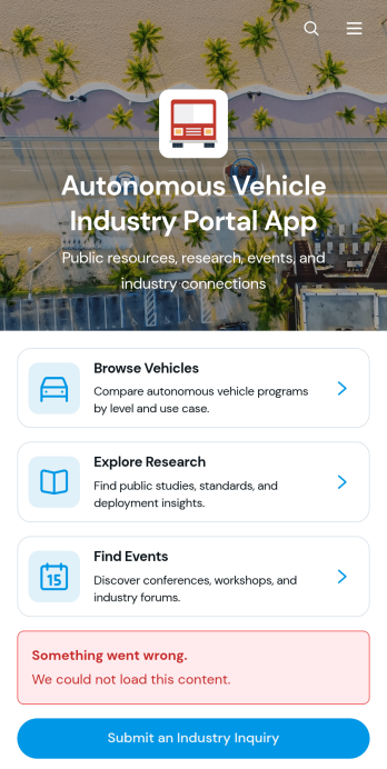 Autonomous Vehicle Industry Portal App Template