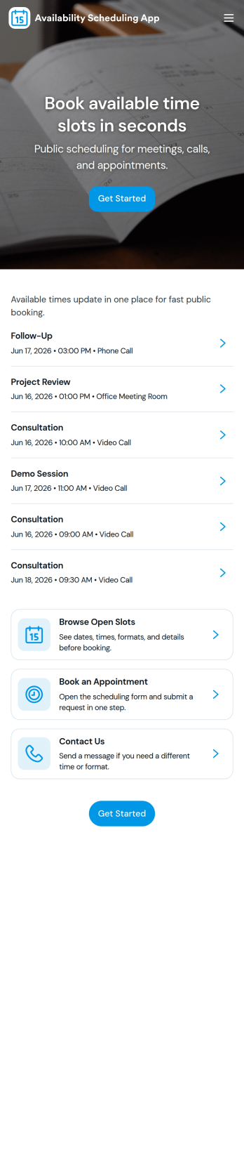 Availability Scheduling App Template