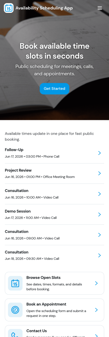 Availability Scheduling App Template