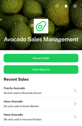 Avocado Sales Management App Template