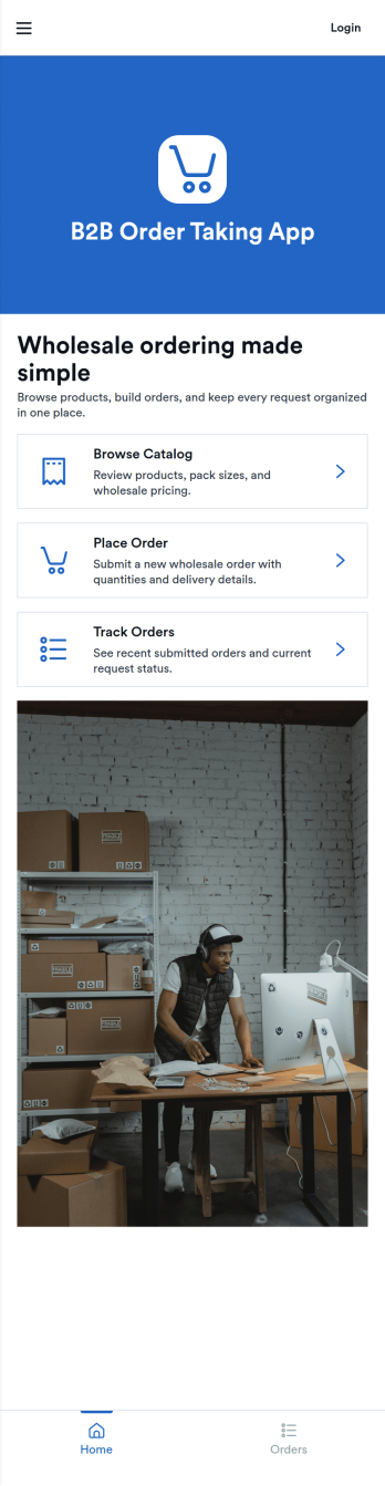 B2B Order Taking App Template