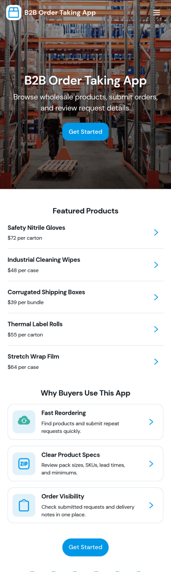 B2b Order Taking App Template